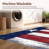 Ultra Soft Area Rug, Non Slip, Stain Resistant, Washable Area Rugs for Living Room, Bedroom, Rustic Vintage Flag Design(Red)