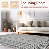 Ultra Soft Area Rug, Non Slip, Stain Resistant, Washable Area Rugs for Living Room, Bedroom, Braided Striped Area Rug Washable Kitchen Tassel Rug Farmhouse Style(Black)