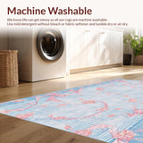 Ultra Soft Area Rug, Non Slip, Stain Resistant, Washable Area Rugs for Living Room, Bedroom, Scalloped Ribbon Edge Rug With Oversized Bow Motif And Preppy Curved Shapes(Blue)
