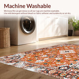 Ultra Soft Area Rug, Non Slip, Stain Resistant, Washable Area Rugs for Living Room, Bedroom, Rustic Warm Toned Diamond Design(Orange)