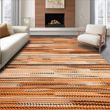 Ultra Soft Area Rug, Non Slip, Stain Resistant, Washable Area Rugs for Living Room, Bedroom, Eclectic Warm Tones Woven Artistry(Orange)