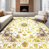 Ultra Soft Area Rug, Non Slip, Stain Resistant, Washable Area Rugs for Living Room, Bedroom, Vintage Medallion Charm(Gold)