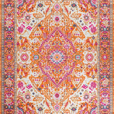 Ultra Soft Area Rug, Non Slip, Stain Resistant, Washable Area Rugs for Living Room, Bedroom, Striking Eclectic Floral Fusion(Orange)