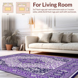 Ultra Soft Area Rug, Non Slip, Stain Resistant, Washable Area Rugs for Living Room, Bedroom, Waterproof Patio with(Purple)