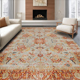 Ultra Soft Area Rug, Non Slip, Stain Resistant, Washable Area Rugs for Living Room, Bedroom, Vintage Distressed Botanical Motif(Gray)