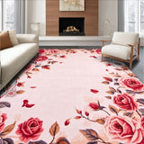 Ultra Soft Area Rug, Non Slip, Stain Resistant, Washable Area Rugs for Living Room, Bedroom, Vibrant Rosebud Textured Delight(Pink)