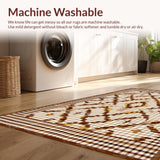 Ultra Soft Area Rug, Non Slip, Stain Resistant, Washable Area Rugs for Living Room, Bedroom, Artful Symmetrical Pattern Play(Beige)