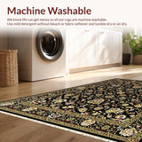 Ultra Soft Area Rug, Non Slip, Stain Resistant, Washable Area Rugs for Living Room, Bedroom, Chic Rustic Floral Medley(Black)