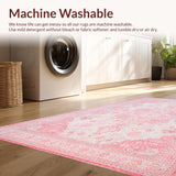 Ultra Soft Area Rug, Non Slip, Stain Resistant, Washable Area Rugs for Living Room, Bedroom, Playful Pastel Pink Symphony(Pink)