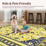 Ultra Soft Area Rug, Non Slip, Stain Resistant, Washable Area Rugs for Living Room, Bedroom, Bright Contemporary Mosaic Influence(Yellow)