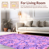 Ultra Soft Area Rug, Non Slip, Stain Resistant, Washable Area Rugs for Living Room, Bedroom, Rustic Purple and Pink Flourish(Purple)