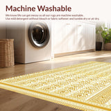 Ultra Soft Area Rug, Non Slip, Stain Resistant, Washable Area Rugs for Living Room, Bedroom, Timeless Classic Circular Motif(Gold)