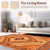 Ultra Soft Area Rug, Non Slip, Stain Resistant, Washable Area Rugs for Living Room, Bedroom, Vibrant Diamond Patterned Aesthetic(Orange)