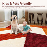 Ultra Soft Area Rug, Non Slip, Stain Resistant, Washable Area Rugs for Living Room, Bedroom, Rust Ivory Geometric Living Room Shag Rug(Orange)