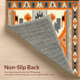 Ultra Soft Area Rug, Non Slip, Stain Resistant, Washable Area Rugs for Living Room, Bedroom, Native American Inspired Area Multicolor Aztec Design(Orange)