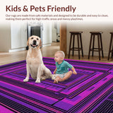 Ultra Soft Area Rug, Non Slip, Stain Resistant, Washable Area Rugs for Living Room, Bedroom, Edgy Black and Pink Graphics(Purple)