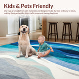 Ultra Soft Area Rug, Non Slip, Stain Resistant, Washable Area Rugs for Living Room, Bedroom, Coastal Blue Wave Abstract Area Rug Modern Artistic Funky Ocean Current Carpet(Blue)