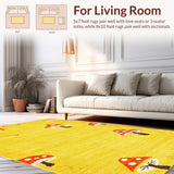 Ultra Soft Area Rug, Non Slip, Stain Resistant, Washable Area Rugs for Living Room, Bedroom, Delightful Cheerful Aesthetic Vibe(Yellow)
