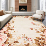 Ultra Soft Area Rug, Non Slip, Stain Resistant, Washable Area Rugs for Living Room, Bedroom, Modern Chic Petal Aesthetic(Beige)