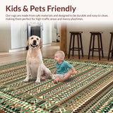 Ultra Soft Area Rug, Non Slip, Stain Resistant, Washable Area Rugs for Living Room, Bedroom, Elegant Linear Wave Motif(Brown)