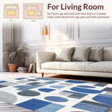 Ultra Soft Area Rug, Non Slip, Stain Resistant, Washable Area Rugs for Living Room, Bedroom, Abstract Braided Area Blue and Gray(Blue)