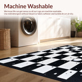 Ultra Soft Area Rug, Non Slip, Stain Resistant, Washable Area Rugs for Living Room, Bedroom, Soft Washable Kids Room Geometric Rug(Black)