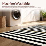 Ultra Soft Area Rug, Non Slip, Stain Resistant, Washable Area Rugs for Living Room, Bedroom, Elegant Dual Tone Horizontal Line Pattern Home Decor Textile Floor Covering(Black)