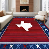 Ultra Soft Area Rug, Non Slip, Stain Resistant, Washable Area Rugs for Living Room, Bedroom, Cozy Textured Texas Home Emblem(Red)