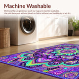 Ultra Soft Area Rug, Non Slip, Stain Resistant, Washable Area Rugs for Living Room, Bedroom, Lively Contemporary Tiled Aesthetic(Purple)