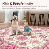 Ultra Soft Area Rug, Non Slip, Stain Resistant, Washable Area Rugs for Living Room, Bedroom, Serene Minimalist Circular Artwork(Ivory)