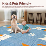 Ultra Soft Area Rug, Non Slip, Stain Resistant, Washable Area Rugs for Living Room, Bedroom, Quaint Farmhouse Animal Imagery(Blue)