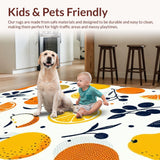Ultra Soft Area Rug, Non Slip, Stain Resistant, Washable Area Rugs for Living Room, Bedroom, Joyful Minimalist Character Patterns(Orange)