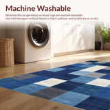 Ultra Soft Area Rug, Non Slip, Stain Resistant, Washable Area Rugs for Living Room, Bedroom, Dynamic Colorful Geometric Arrangement(Blue)