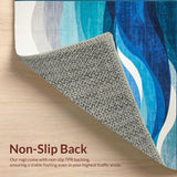 Ultra Soft Area Rug, Non Slip, Stain Resistant, Washable Area Rugs for Living Room, Bedroom, Coastal Blue Wave Abstract Area Rug Modern Artistic Funky Ocean Current Carpet(Blue)