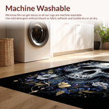 Ultra Soft Area Rug, Non Slip, Stain Resistant, Washable Area Rugs for Living Room, Bedroom, Elegant Dark Themed Decor(White)