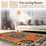 Ultra Soft Area Rug, Non Slip, Stain Resistant, Washable Area Rugs for Living Room, Bedroom, Playful Striped Citrus Theme(Orange)