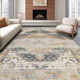 Ultra Soft Area Rug, Non Slip, Stain Resistant, Washable Area Rugs for Living Room, Bedroom, Rustic Neutral Geometric Design(Beige)