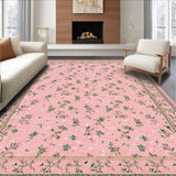 Ultra Soft Area Rug, Non Slip, Stain Resistant, Washable Area Rugs for Living Room, Bedroom, Elegant Soft Floral Composition(Pink)