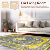 Ultra Soft Area Rug, Non Slip, Stain Resistant, Washable Area Rugs for Living Room, Bedroom, Chic Geometric Grey Yellow Fusion(Gray)