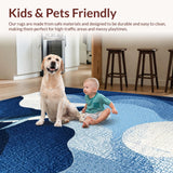 Ultra Soft Area Rug, Non Slip, Stain Resistant, Washable Area Rugs for Living Room, Bedroom, Apex Predator Kids Rug Coastal Ocean Theme Carpet for Playroom(Blue)
