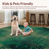 Ultra Soft Area Rug, Non Slip, Stain Resistant, Washable Area Rugs for Living Room, Bedroom, Geometric Spotted with Deep Green and Gold(Green)