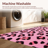 Ultra Soft Area Rug, Non Slip, Stain Resistant, Washable Area Rugs for Living Room, Bedroom, Vibrant Faux Cowhide Area Rug for Bedrooms(Pink)