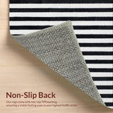 Ultra Soft Area Rug, Non Slip, Stain Resistant, Washable Area Rugs for Living Room, Bedroom, Modern Stripe Fusion Rug with Bold Linear Geometry and Contrasting Bands Design(Black)