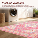 Ultra Soft Area Rug, Non Slip, Stain Resistant, Washable Area Rugs for Living Room, Bedroom, Sophisticated Rustic Floral Touch(Red)
