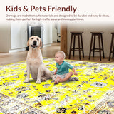 Ultra Soft Area Rug, Non Slip, Stain Resistant, Washable Area Rugs for Living Room, Bedroom, Classic Distressed Floral Arrangement(Yellow)