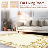 Ultra Soft Area Rug, Non Slip, Stain Resistant, Washable Area Rugs for Living Room, Bedroom, Entryway Floral Design in Subtle Beige Colors(Beige)
