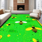Ultra Soft Area Rug, Non Slip, Stain Resistant, Washable Area Rugs for Living Room, Bedroom, Cheerful Green Insect Design(Green)