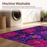 Ultra Soft Area Rug, Non Slip, Stain Resistant, Washable Area Rugs for Living Room, Bedroom, Whimsical Bright Flower Arrangement(Purple)