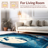 Ultra Soft Area Rug, Non Slip, Stain Resistant, Washable Area Rugs for Living Room, Bedroom, Enchanted Ocean Boho Area Rug Kids Room Playmat Carpet(Blue)