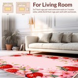Ultra Soft Area Rug, Non Slip, Stain Resistant, Washable Area Rugs for Living Room, Bedroom, Adorable Bright Floral Arrangement(Pink)